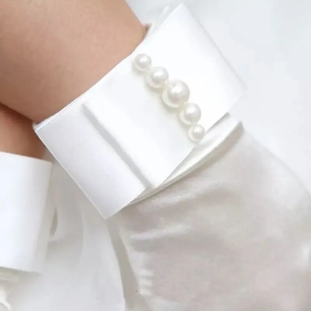Wedding Bridal Short Gloves White Bow Stretch Satin Evening Party Opera Prom